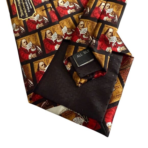 NWT Norman Rockwell Benjamin Franklin Silk Tie The Saturday Evening Post 56" - Picture 3 of 9